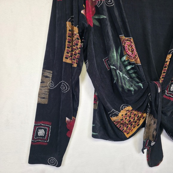 Chicos Travelers Cardigan Top Womens 3 XL/16 Black Liquid Knit Artsy Whimsigoth - Picture 8 of 14